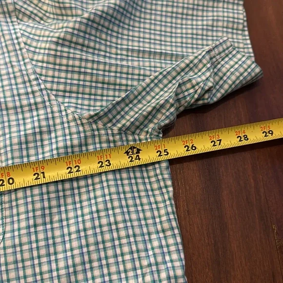 Chaps Green Blue White Plaid Button Down Short Sleeve Dress Casual Shirt Size XL - Picture 10 of 11